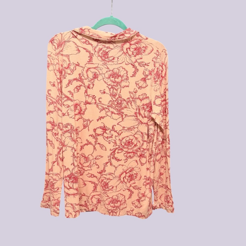 Haven Well Within Pink Floral Toile Pajama Set Size L Comfy Soft Girl Coquette - Picture 3 of 8